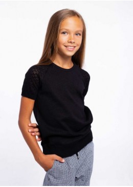 TopHat чорний джемпер з коротким рукавом для дівчинки 21042